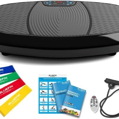 Bluefin Fitness Plateforme Vibrante & Oscillante à Doubles Moteurs 3D | Oscillation, Vibration + Mouvement 3D | Grande Surface Anti-Dérapante | Haut-parleurs Bluetooth | Design Anglais