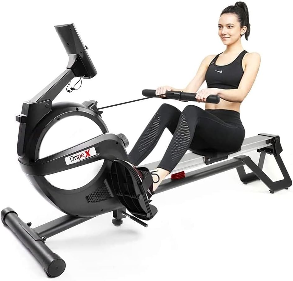 YOLEO Rameur Magnétique Rameur d'appartement, 15 Niveaux de Résistance Magnétique, écran LCD Multifonction, Double Glissières en Aluminium avec Support de Tablette – Image 3