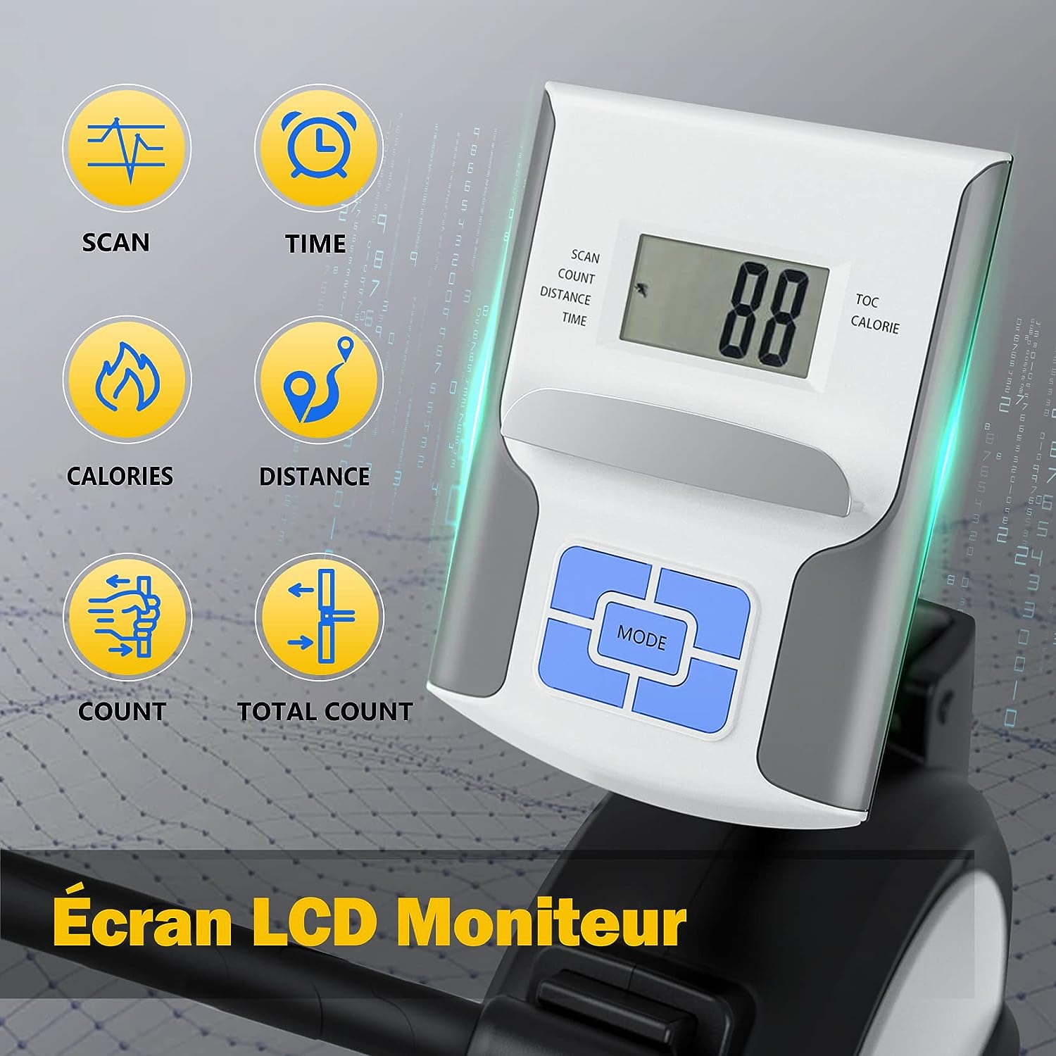 YOLEO Rameur Magnétique Rameur d'appartement, 15 Niveaux de Résistance Magnétique, écran LCD Multifonction, Double Glissières en Aluminium avec Support de Tablette – Image 6