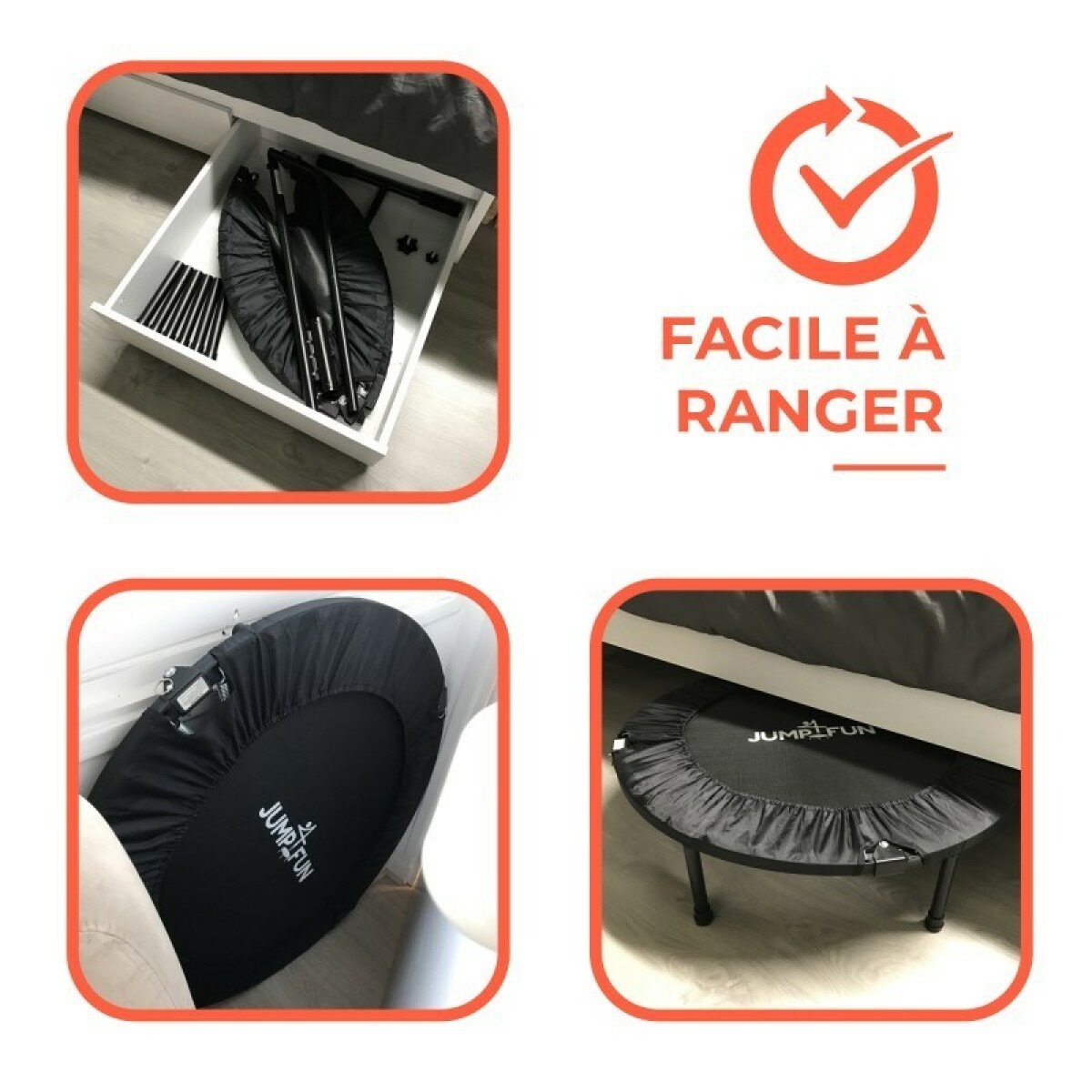 Mini Trampoline Fitness Jump4fun Pliable Double-Bar - Ø122cm – Image 5