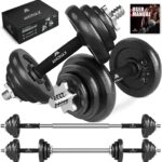 Amonax haltere musculation 20 30 kg, alteres barre poids musculation reglable homme femme, sport maison materiel poids à domicile haltérophilie, set haltères de fitness dumbbell kit – Image 3