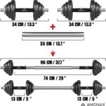 Amonax haltere musculation 20 30 kg, alteres barre poids musculation reglable homme femme, sport maison materiel poids à domicile haltérophilie, set haltères de fitness dumbbell kit – Image 5