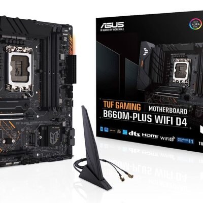 ASUS TUF GAMING B660M-PLUS WIFI D4 – Carte mère gaming Intel B660 LGA 1700 mATX (10+1 phases d’alimentation DrMOS, Intel WiFi 6, PCIe 5.0, 2 x PCIe 4.0 M.2, Aura Sync RGB)