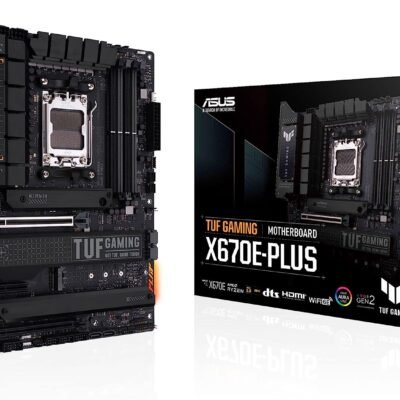 ASUS TUF GAMING X670E-PLUS – Carte mère gaming AMD Ryzen AM5 ATX (PCIe 5.0, DDR5, 16 phases d’alimentation, 4 x M.2, 2.5 Gb Ethernet, USB4, Aura Sync RGB)