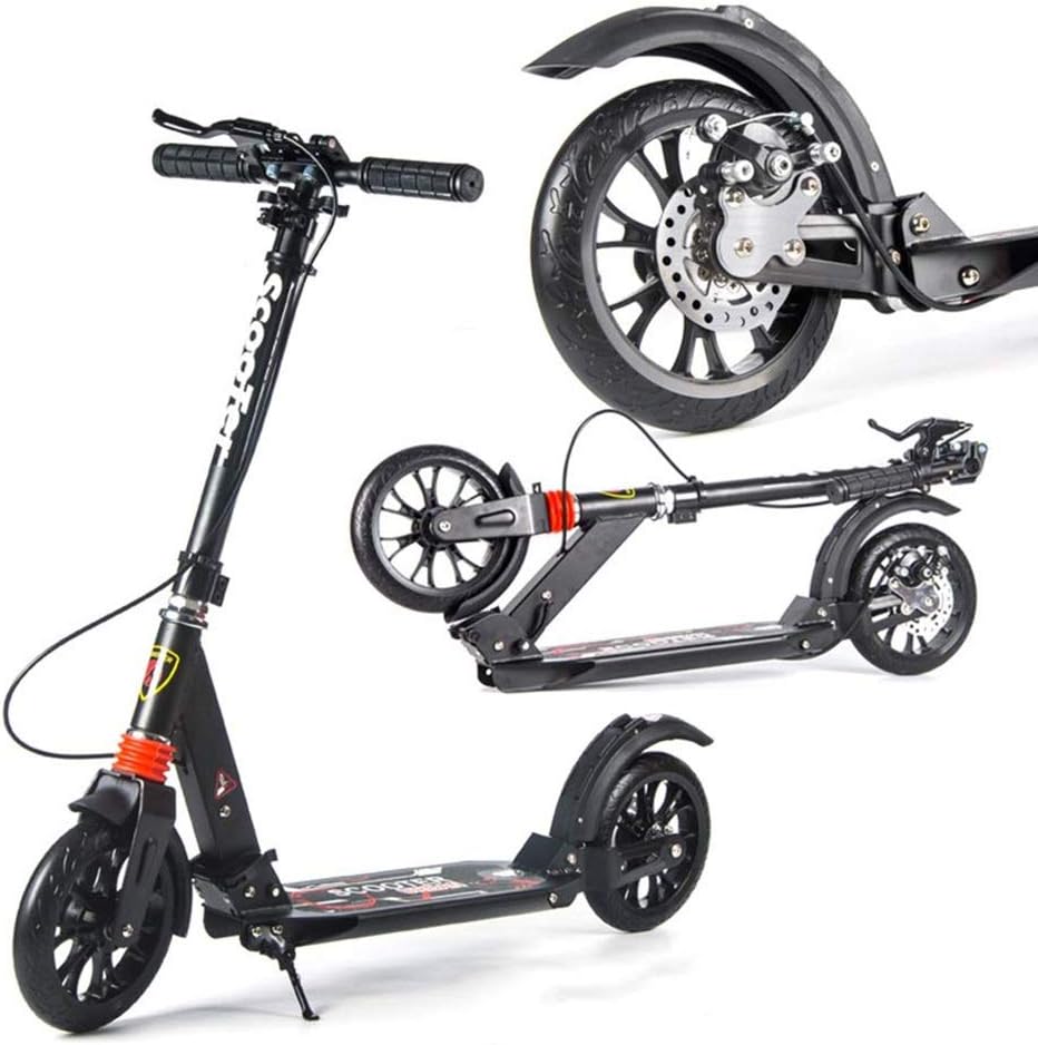 Trottinette, Trottinette Grande Roue, Scooter Adulte Jeune avec Double Suspension Double Frein, Scooter De Banlieue Pliant Élégant, Charge 100KG (Non Électrique)