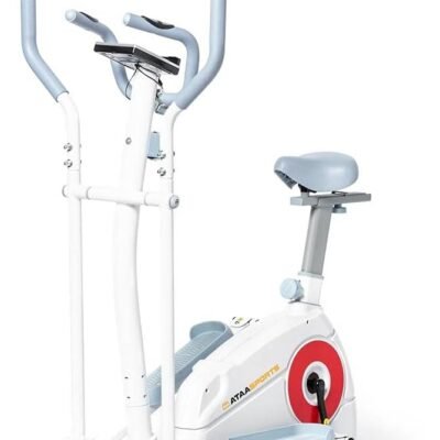 Vélo elliptique QM 1001 – Blanc – Appareil elliptique de Fitness Haute Performance, Cardio en CASA