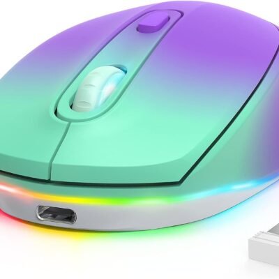 seenda Souris sans fil, souris LED sans fil ultra silencieuse avec capteur USB, souris rechargeable et 3 DPI réglables pour ordinateur portable Chromebook