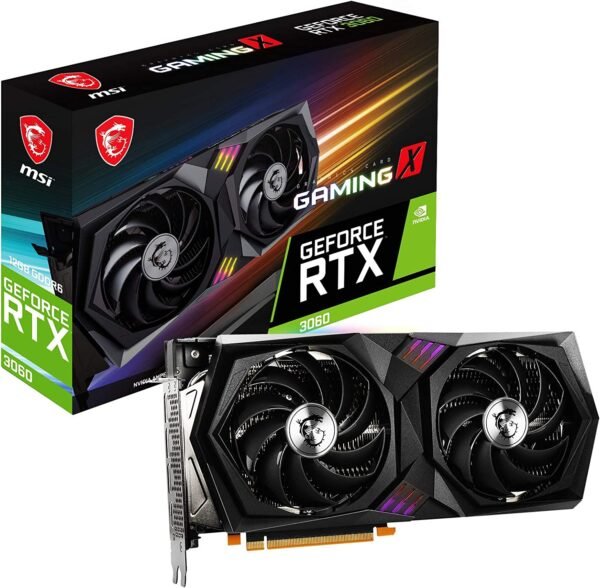 MSI GeForce RTX 3060 Gaming X 12G Carte Graphique - GPU RTX 3060, GDDR6 12Go (15Gbps/192 Bits), PCIe 4.0-2 x Ventilateurs TORX 4.0 - HDMI 2.1, DisplayPort 1.4a