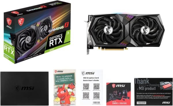 MSI GeForce RTX 3060 Gaming X 12G Carte Graphique - GPU RTX 3060, GDDR6 12Go (15Gbps/192 Bits), PCIe 4.0-2 x Ventilateurs TORX 4.0 - HDMI 2.1, DisplayPort 1.4a – Image 2