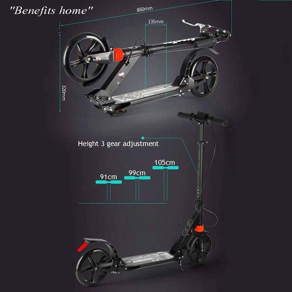 Trottinette, Trottinette Grande Roue, Scooter Adulte Jeune avec Double Suspension Double Frein, Scooter De Banlieue Pliant Élégant, Charge 100KG (Non Électrique) – Image 2