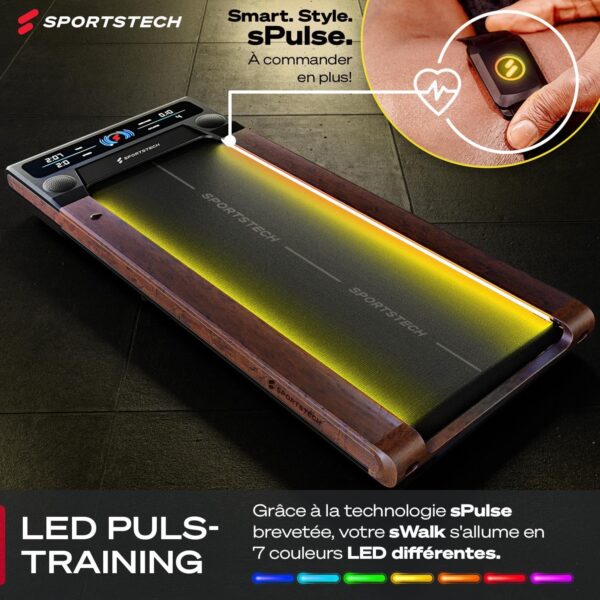 Sportstech Swalk Walking Pad & Tapis de Course Éclairé par LED, Pliable - pour la Maison & Bureau - Tapis de Marche avec Vitesse Ajustable – Image 4