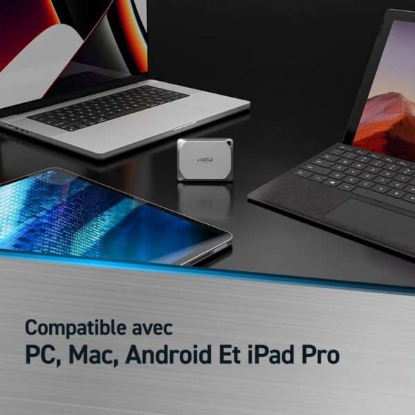 Crucial X9 Pro 2To SSD Portable - Jusqu’à 1050Mo/s en lecture et en écriture - Résistant à l'eau et à la poussière, PC, Mac, avec l'offre Mylio Photos+ - Disque SSD externe USB 3.2 - CT2000X9PROSSD902 – Image 5