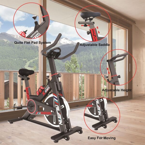 Vélo d'intérieur Vélo d'exercice stationnaire, coussin de siège confortable, support Ipad pour vélo d'entraînement cardio à domicile – Image 2