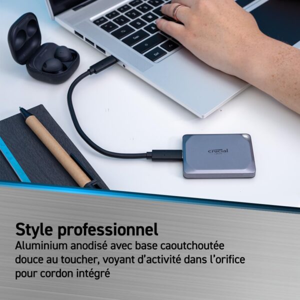 Crucial X9 Pro 2To SSD Portable - Jusqu’à 1050Mo/s en lecture et en écriture - Résistant à l'eau et à la poussière, PC, Mac, avec l'offre Mylio Photos+ - Disque SSD externe USB 3.2 - CT2000X9PROSSD902 – Image 2