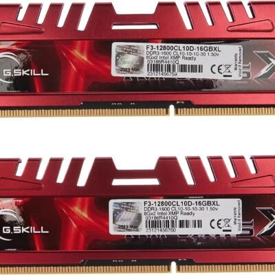 G.Skill – F3-12800CL10D-16GBXL – 16 GB RipjawsX – Mémoire RAM (Kit 2 x 8 Go, DDR3-1600 MHz, PC3 12800, CL 10), Rouge