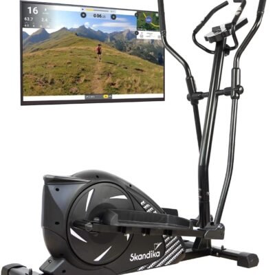 Skandika Adrett/Eleganse – Vélo elliptique Crosstrainer – Bluetooth – Appli – 15 Prog – 32 Niveaux de résistance – Inertie 12 kg – Max. 130 kg