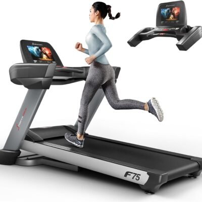 SPORTSTECH – Tapis De Course Professionnel F75 – Capteurs Cardio – Compatible Ceinture Cardio – 12 Programmes – Jusqu’À 20km/h – Lecteur MP3 Intégré – L.195,6 x l.102,2 x H.139,3 cm