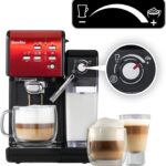 Breville Machine à café et expresso PrimaLatte II | Pompe italienne à 19 bars | convient pour le café en poudre ou en dosettes | Mousseur à lait automatique intégré | Noir / rouge | VFC109X-01 – Image 4