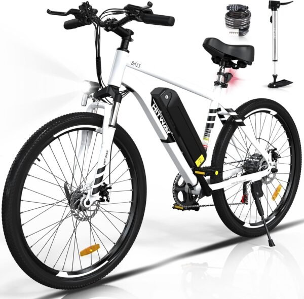 HITWAY vélo électrique, VTT électrique, 26" 2,1/4,0 Ville E-Bike Adulte, Vélo électrique avec Batterie au Lithium Amovible 36V12Ah/48V15AH, 7 Vitesses, Autonomie 35-90km