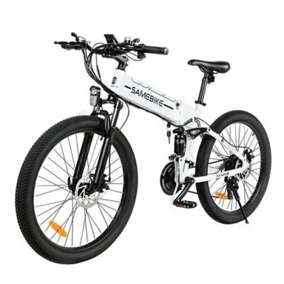 Vélo Électrique Samebike LO26-II Pliable Montagne 750W Moteur 48V 10Ah Batterie 35km/h Vitesse Max – Blanc