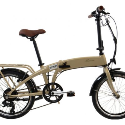 Vélo Pliant Électrique Bicyklet Marcus Shimano Tourney 6V 418 Wh 20 » Beige Ivoire