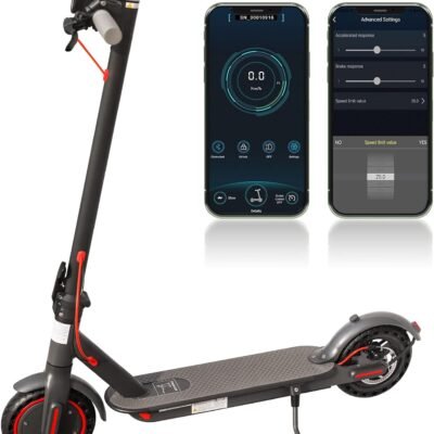 AOVORPO Trottinette Electrique, Étanche|Réglable 8,5 » Pneu Solide, Trois Modes de Vitesse, Autonomie de 30 km, Max 120kg