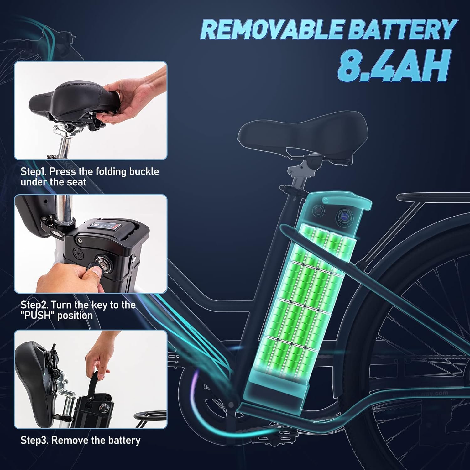 HITWAY Velo Electrique 26 Pouces Velo Electrique Femme et Homme Moteur 250W Batterie 36V 8 4Ah 3 Vitesses Max 25km h Pedalage Assiste Autonomie 35 70km Adulte Unisexe MYMASS STOCK