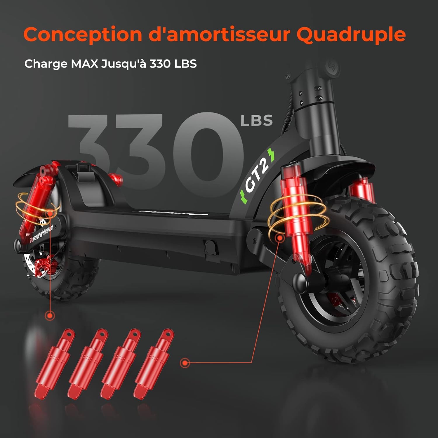 Trottinette Électrique Adultes 11" Pliable, isinwheel GT2 Trottinette Électrique 8OOW, Batterie Capacité 15AH, 45KM Kilométrage,3 Modes de Vitesse, Vitesse Maximum 25KM/H, Charge Maximale 150kg – Image 5