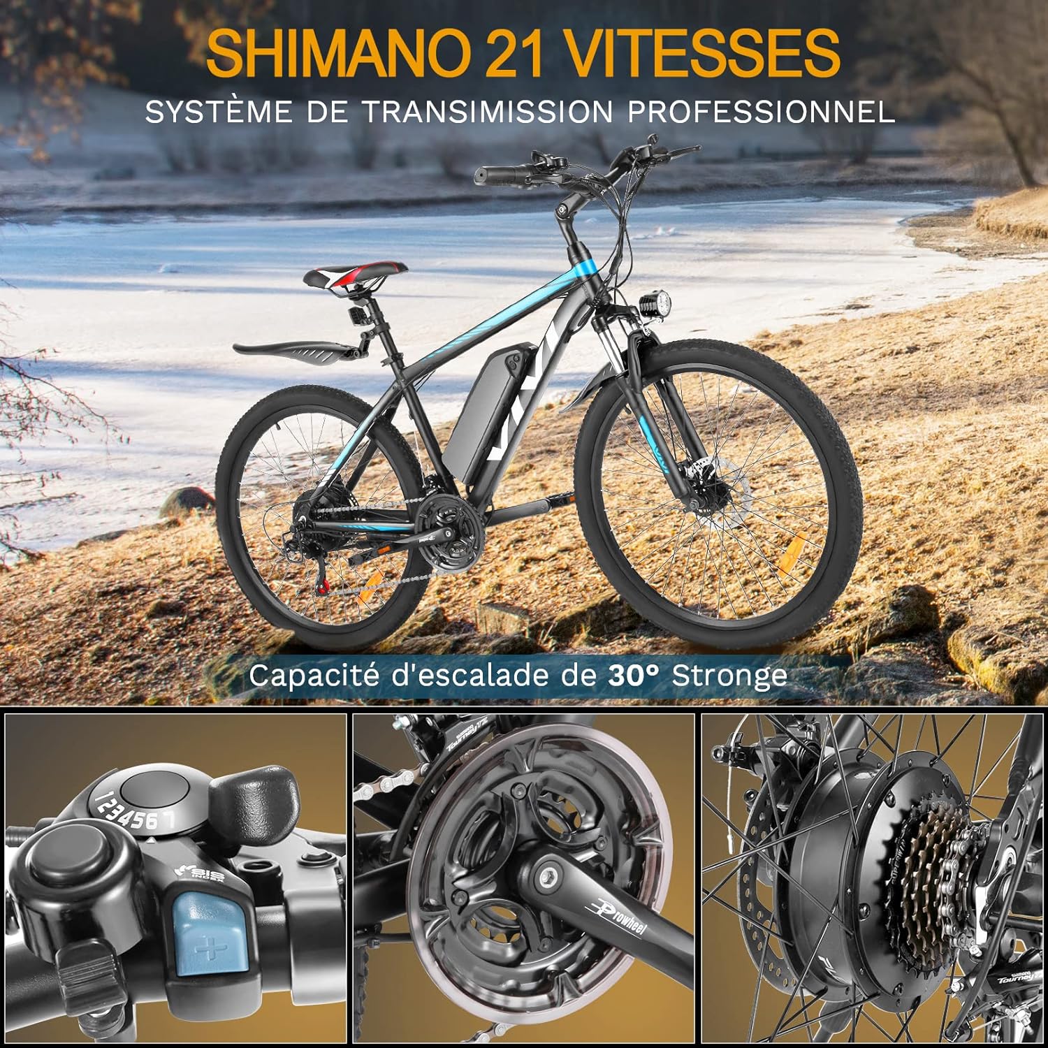 Vivi H6 Vélos électriques Adulte Unisexe, Bleu 26, Pouces – Image 6