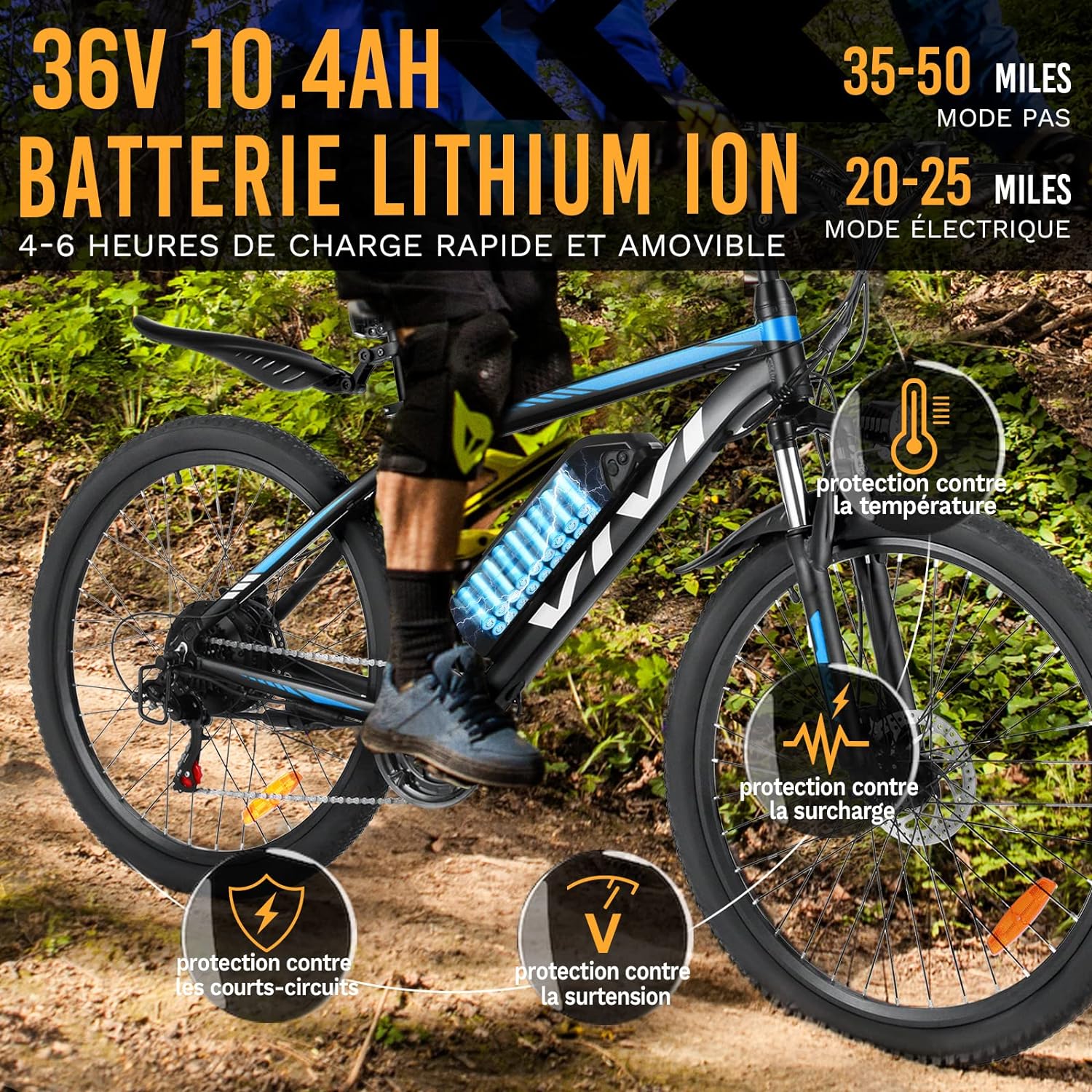 Vivi H6 Vélos électriques Adulte Unisexe, Bleu 26, Pouces – Image 7