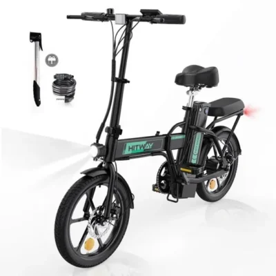 HITWAY Vélo électrique Pliable 16″ – Batterie 36V – 8,4Ah – Pédalage assisté – Pompe à vélo gratuite