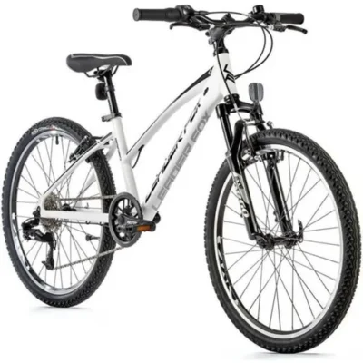 Vélo électrique VTT 24 musculaire fille Leader Fox Spider 2023 8V – blanc – 135/145 cm