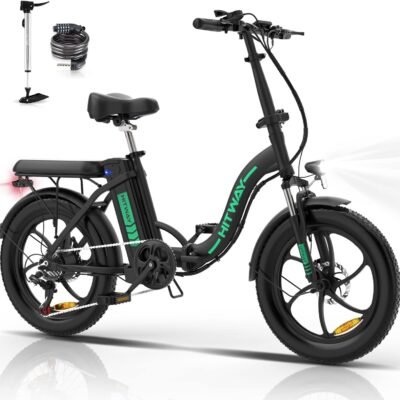 HITWAY E-Bike Vélo électrique 20 Pouces Fat Tire E-Bike Vélo Pliant, 250 W/36 V/11,2 Ah Batterie, autonomie électrique maximale 35-90 km.