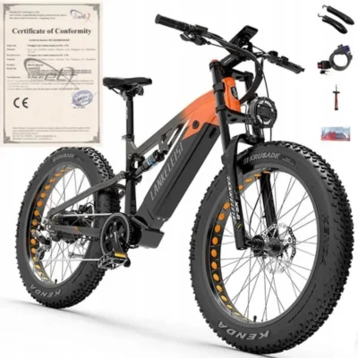 Lankeleisi RV800 plus vélo électrique 1130W 48V 20AH 52KM-H 150KM cadre VTT roue 18 » 26″ orange