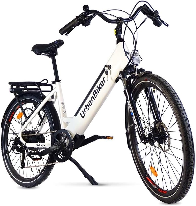 URBANBIKER Vélo électrique Ville Sidney,Blanc, 26". Batterie Lithium (cellules Samsung) ION 540 Wh (15 Ah 36 V), 7 Vitesses. Freins hydrauliques. – Image 9