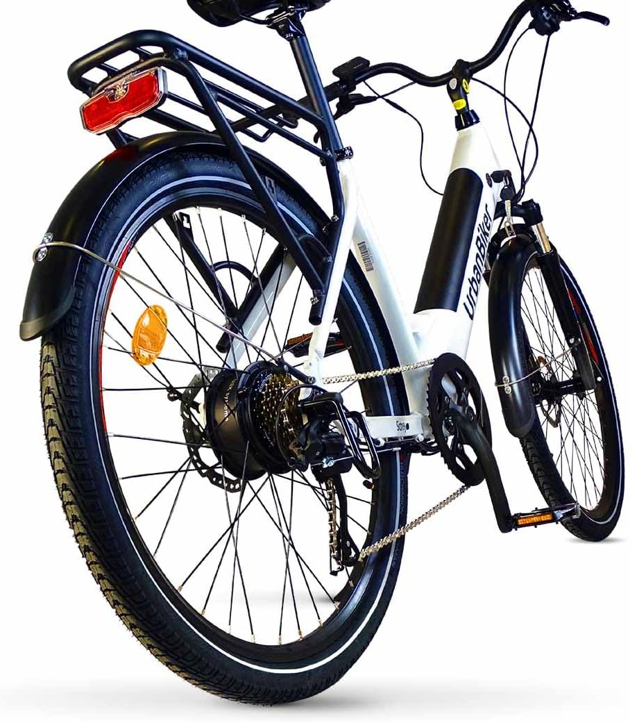 URBANBIKER Vélo électrique Ville Sidney,Blanc, 26". Batterie Lithium (cellules Samsung) ION 540 Wh (15 Ah 36 V), 7 Vitesses. Freins hydrauliques. – Image 3