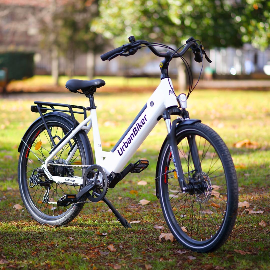 URBANBIKER Vélo électrique Ville Sidney,Blanc, 26". Batterie Lithium (cellules Samsung) ION 540 Wh (15 Ah 36 V), 7 Vitesses. Freins hydrauliques. – Image 2